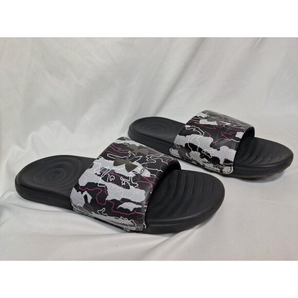 Women's Under Armour Slides, Marble Graphic Strap , Purple White, SIZE 8 - Picture 2 of 9